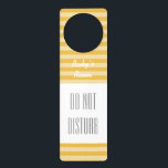 Do not disturb sign for new baby room bedroom<br><div class="desc">Trendy stripes pattern door hanger | Do not disturb sign. Pastel Yellow and white or custom colour striped lines. Classy stripe decorations. Elegant home decor. Personalizable with name or monogram. Cute design for biys and girls bedroom / nursery baby room. Make one for baby shower, new mom, mother to be,...</div>