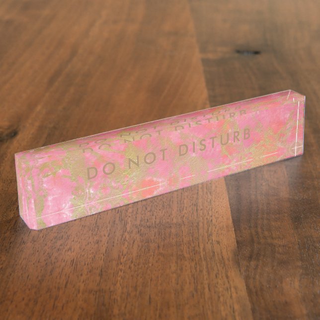 Do Not Disturb Sign Pink Marble Gold Business Nameplate (Side)