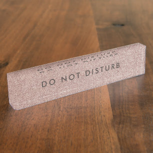 Do Not Disturb Sign Pretty Copper Glitter Business Nameplate