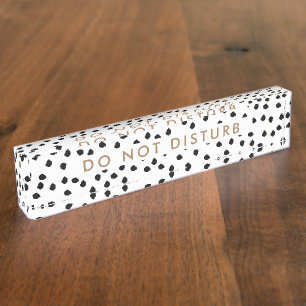 Do Not Disturb Sign White Polka dots Business Nameplate