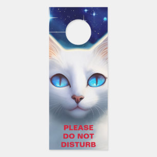 Do Not Disturb White Cat Kids Door Hanger