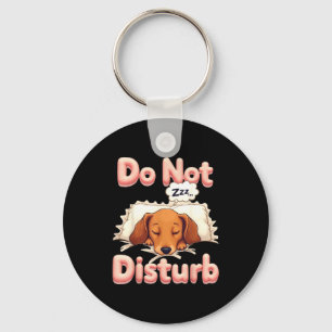 Do Not Disturb Wiener Dog Funny Dachshund Pajamas  Keychain