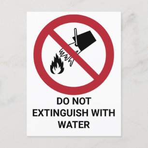 Do Not Extinguish With Water, Prohibition Sign Postcard
