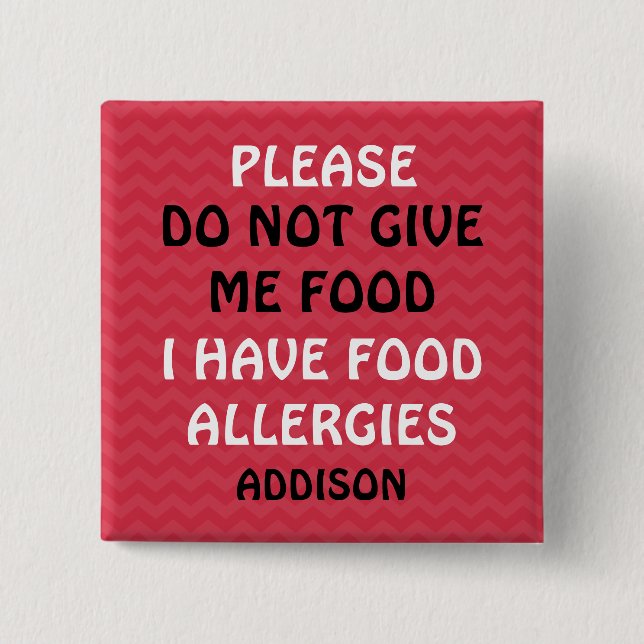 Do Not Feed Food Allergy Alert Red Pin (Front)
