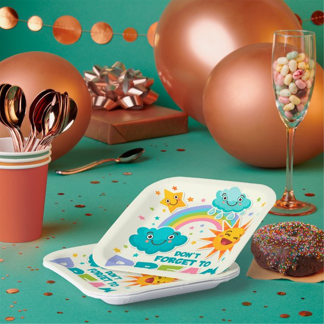 Do Not Forget to Dream Inspirational Sun Clouds  Paper Plate (Creator Uploaded)