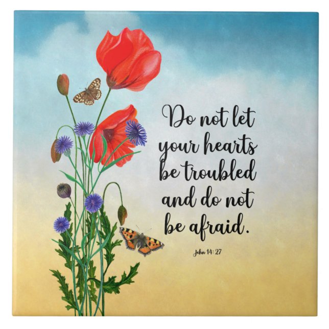 Do not let your hearts be troubled tile (Front)