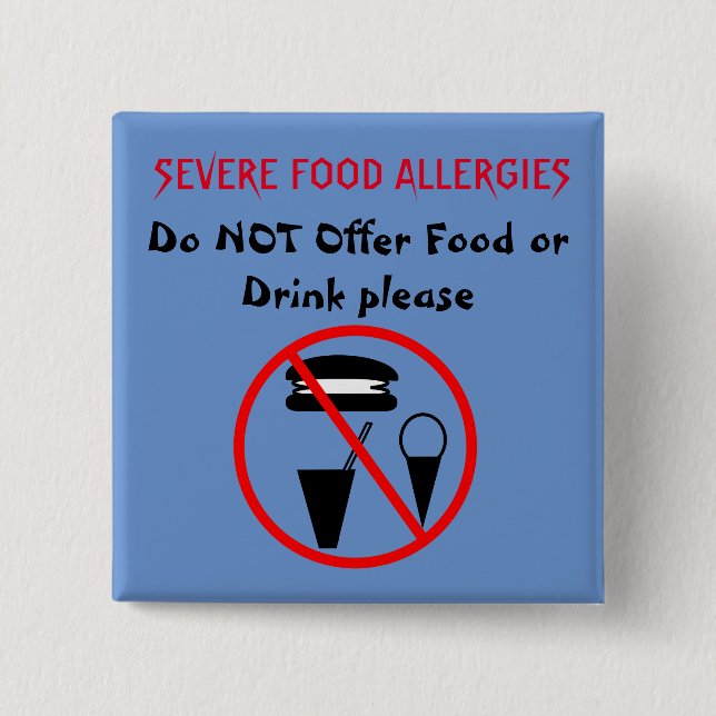 Do Not Offer Food or Drink Button for Food Allergy (Front)