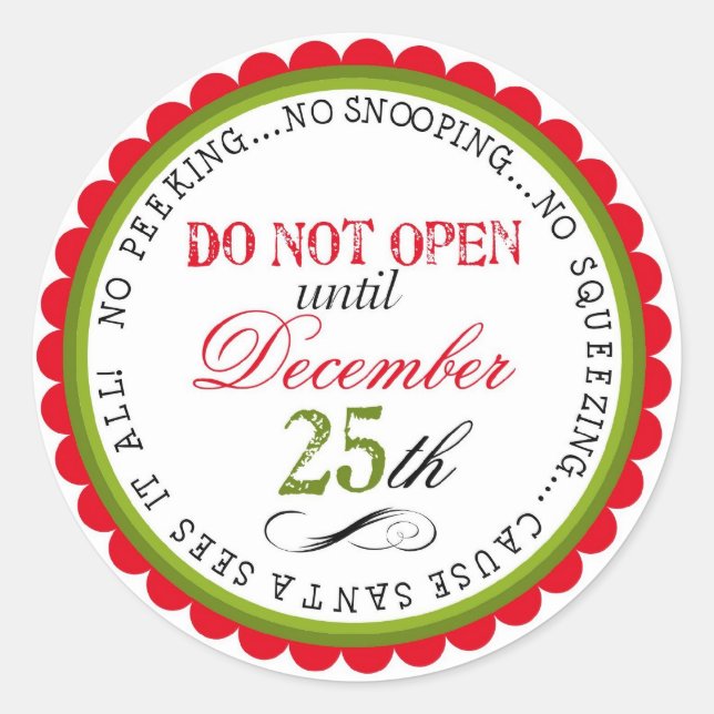 Do Not Open Christmas Gift Stickers (Front)