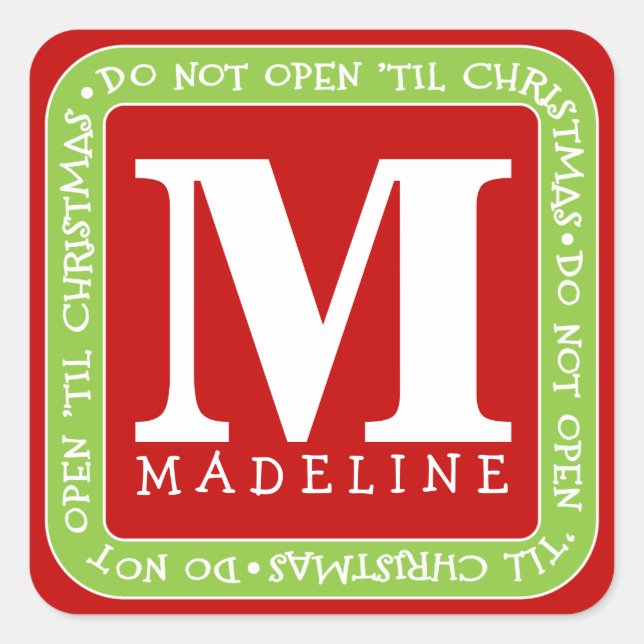 Do Not Open Til Christmas Personalize Gift Sticker (Front)