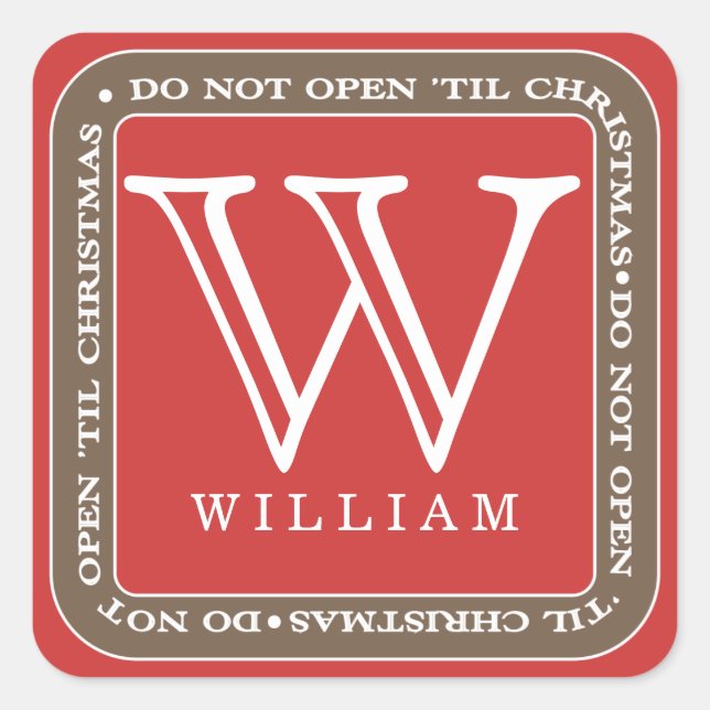 Do Not Open Til Christmas Personalize Gift Sticker (Front)