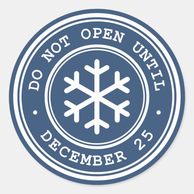 Do Not Open Until Blue Christmas Gift Tag (Front)