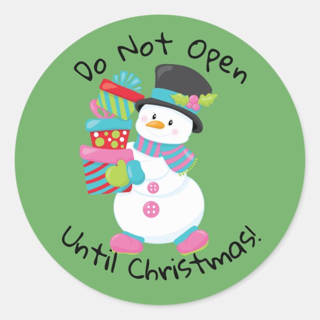 Do Not Open Until Christmas Classic Round Sticker (Front)
