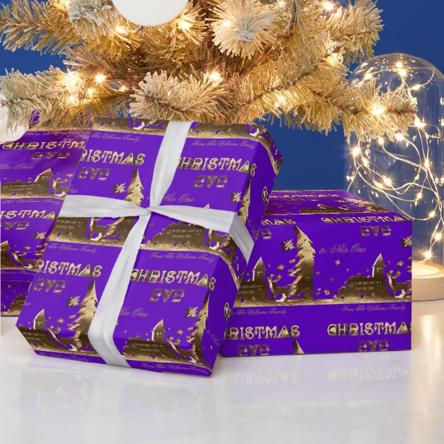 Do not open until Christmas Eve Purple Wrapping Paper (Holidays)