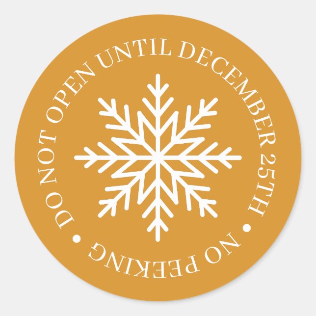 Do Not Open Until Christmas Gold Classic Round Sticker (Front)
