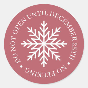 Do Not Open Until Christmas Mauve Classic Round Sticker
