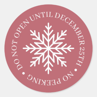 Do Not Open Until Christmas Mauve Classic Round Sticker