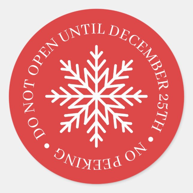 Do Not Open Until Christmas Red Classic Round Sticker (Front)