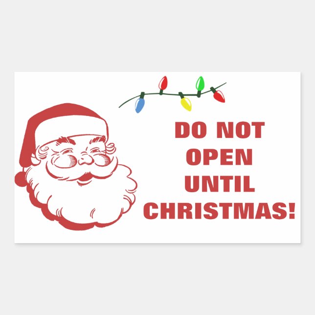 Do Not Open Until Christmas Santa Warning Sticker (Front)