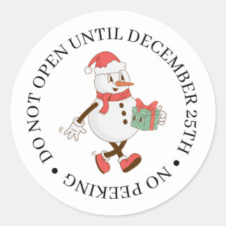 Do Not Open Until Christmas Snowman Classic Round Sticker