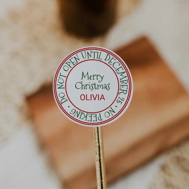 Do Not Open Until December 25 Christmas Gift Classic Round Sticker (Creator Uploaded)