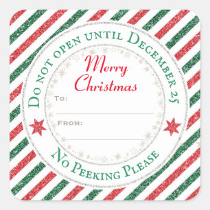 Do Not Open Until December 25 Present Gift Square Sticker