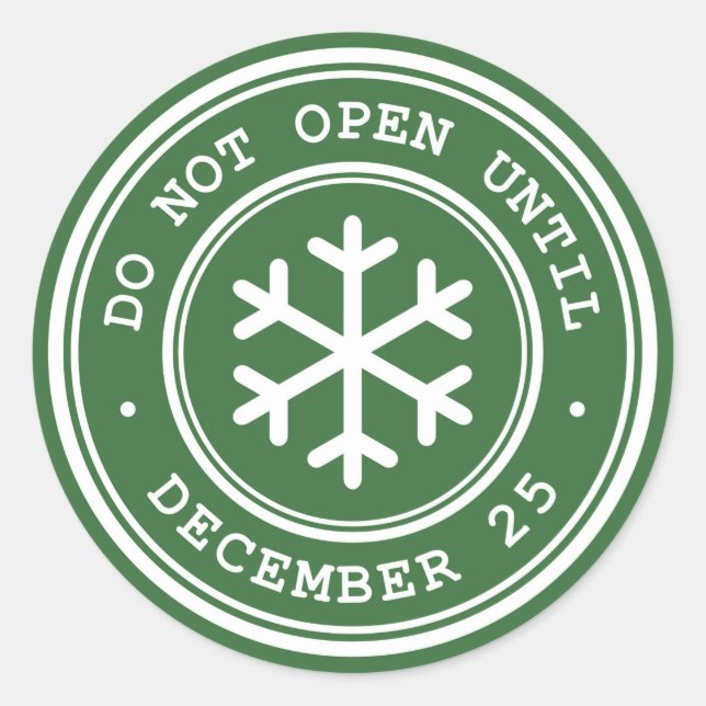 Do Not Open Until Green Christmas Gift Tag (Front)