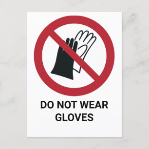 Do Not Wear Gloves, Prohibition Sign Postcard