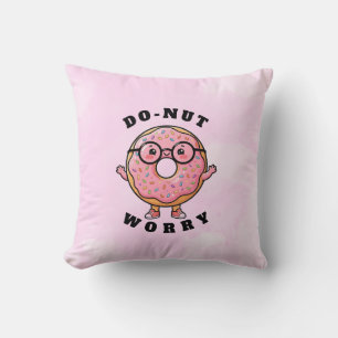 Do‑nut Worry – Cute Doughnut Cartoon Character Throw Pillow