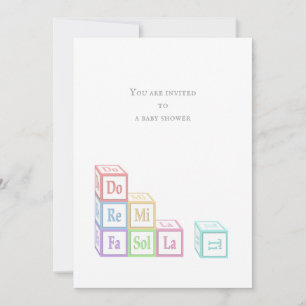 "Do Re Mi Fa So La Ti" Stacked Musical Baby Blocks Invitation