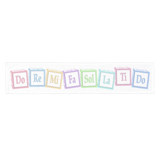 "Do Re Mi" Full Octave Solfege Musical Baby Blocks Short Table Runner (Horizontal)