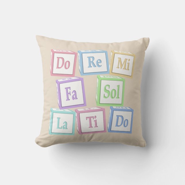 "Do Re Mi" Octave Solfeggio Musical Baby Blocks Throw Pillow (Front)