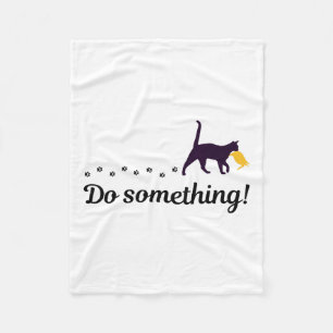 Do Something Funny Cat Trump Hair Presidential Ele Fleece Blanket