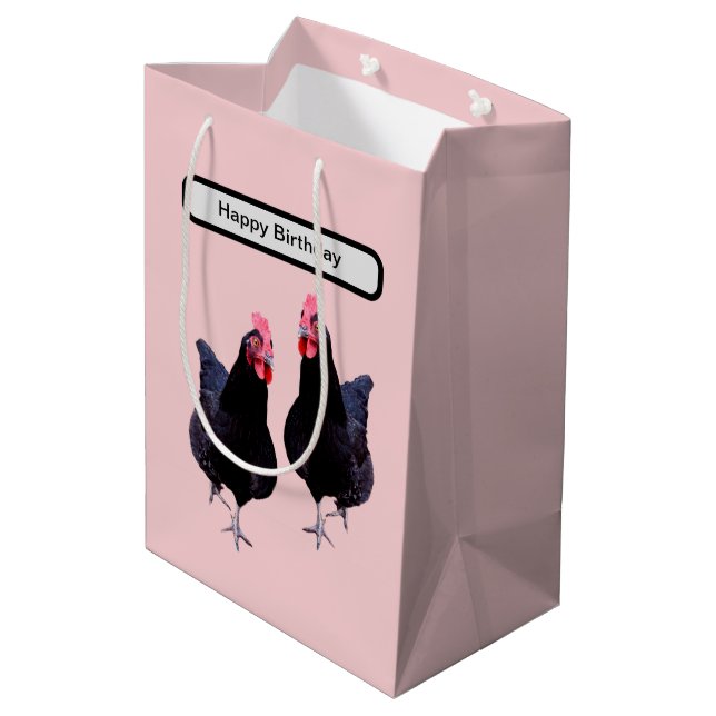 Do The Black Chickens Strut,  Medium Gift Bag (Back Angled)