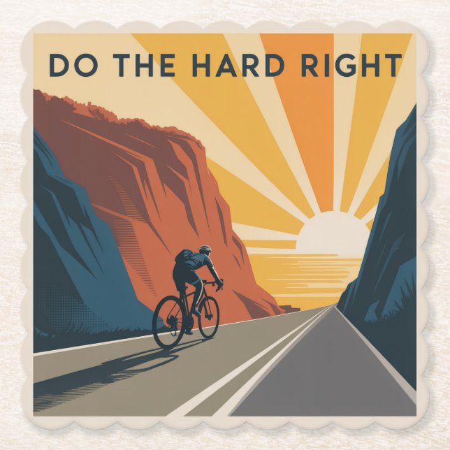 Do The Hard Right Paper Coaster (Front)