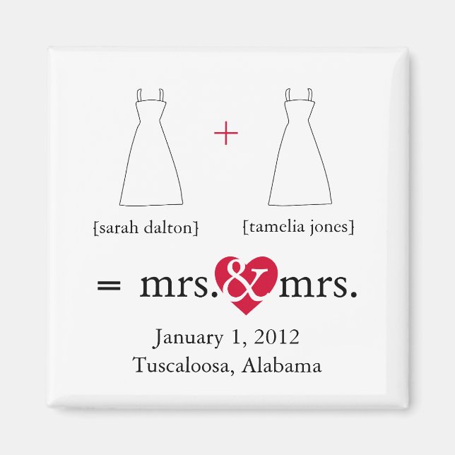 Do the Math Lesbian Save the Date Magnet (Front)