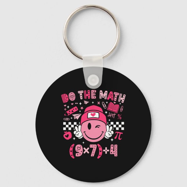 Do The Math Six Seven 76 Meme Valentine's Day Math Keychain (Front)