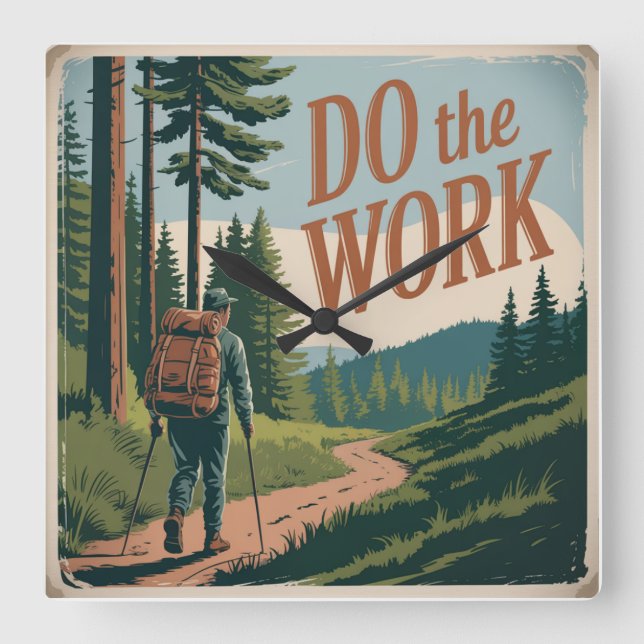 Do The Work Square Wall Clock (Front)