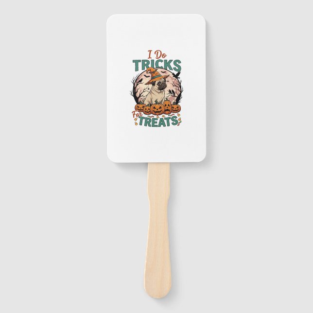 Do Tricks Treats Halloween Pug Witch Hat Pumpkins_ Hand Fan (Front)