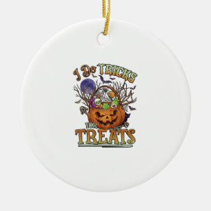 Do Tricks Treats Halloween Pumpkin Basket Candy Sk Ceramic Ornament
