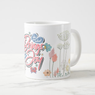 Do what brings you Joy Floral and Butterfly quote Large Coffee Mug