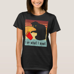 Do What I Wa Nt Vintage Bl Ack Cat Red C Up My C T-Shirt