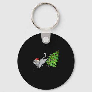Do What I Want Christmas Cat Xmas Tree Funny Keychain