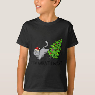 Do What I Want Christmas Cat Xmas Tree Funny T-Shirt