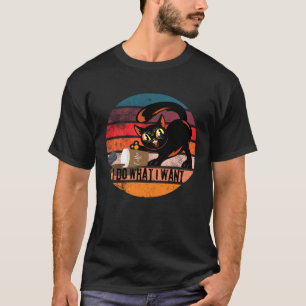 Do What I Want Vintage Black Cat Coffee Cup My Ca T-Shirt