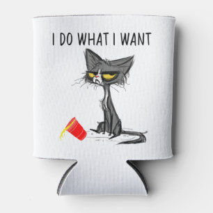 Do What I Want Vintage Black Cat Red Cup Funny Can Cooler