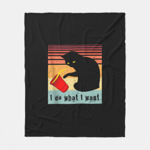 Do What I Want Vintage Black Cat Red Cup Funny My Fleece Blanket