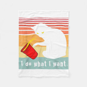 Do What I Want Vintage Black Cat Red Cup Funny My  Fleece Blanket
