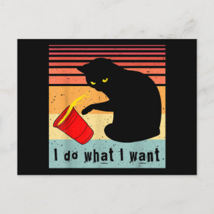 Do What I Want Vintage Black Cat Red Cup Funny My  Holiday Postcard