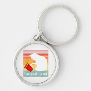 Do What I Want Vintage Black Cat Red Cup Funny My Keychain