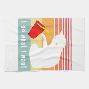 Do What I Want Vintage Black Cat Red Cup Funny My Kitchen Towel
